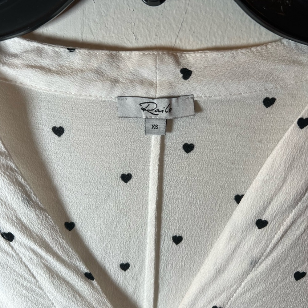 Rails Sloane Button Down, Heart Print, Ties At Wa… - image 7